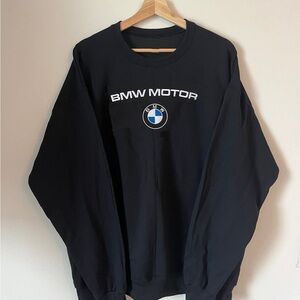 Black BMW Motor Logo Curve Sweatshirt, F1 Racing Auto Promo Crewneck